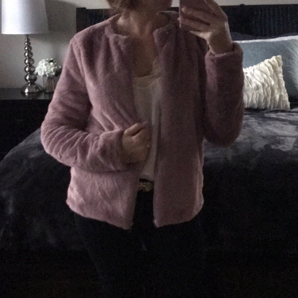 New Promesa mauve faux fur studded jacket - Picture 2 of 8